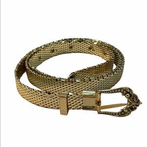 Whiting & Davis Vintage fancy Gold metal mesh belt 40”